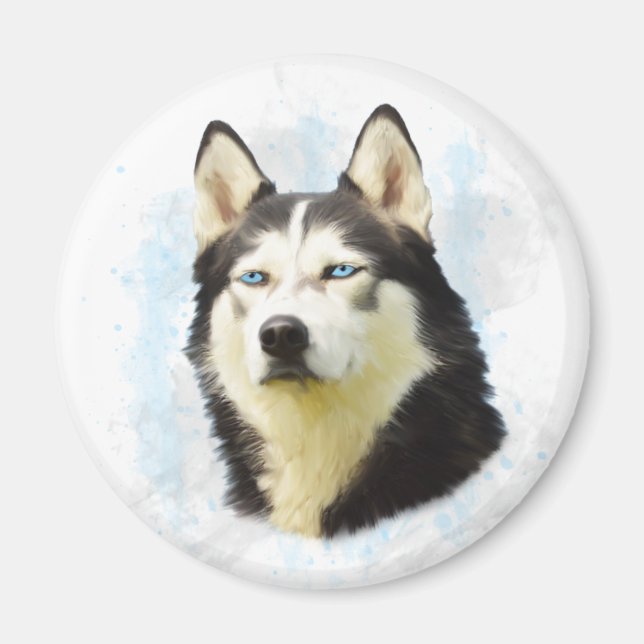 Siberischer Husky Hund Farbe Farbe Farbe Malerei Magnet (Vorne)