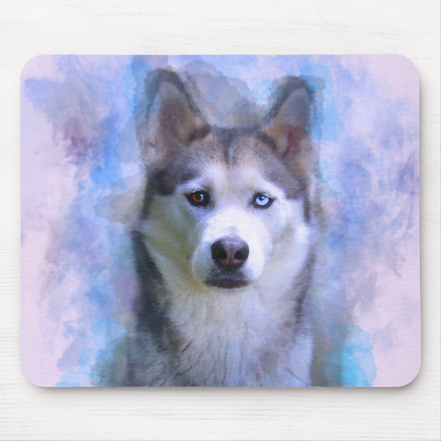 Siberischer Husky Hund Farbe Farbe Farbe Malerei Mousepad (Vorne)