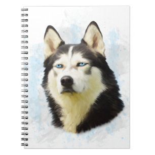 Siberischer Husky Hund Farbe Farbe Farbe Malerei Notizblock