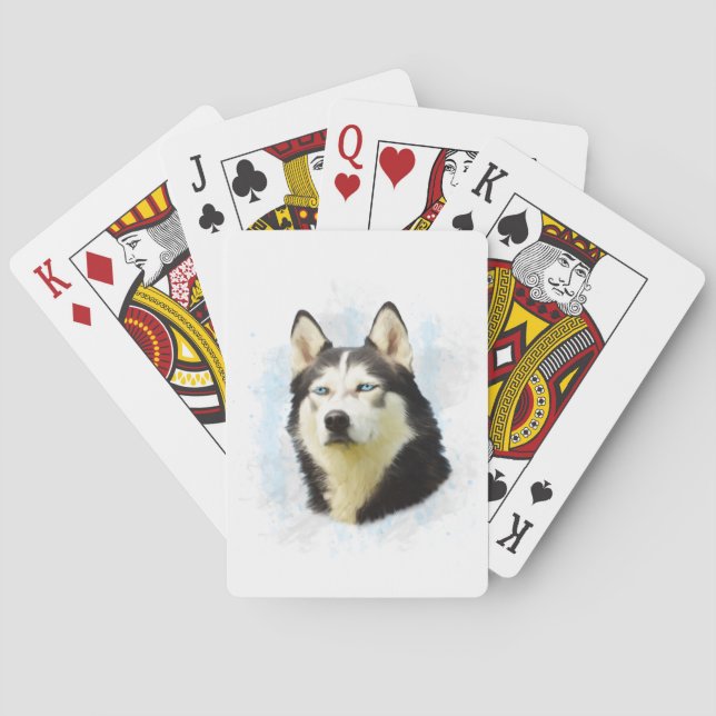 Siberischer Husky Hund Farbe Farbe Farbe Malerei Spielkarten (Rückseite)