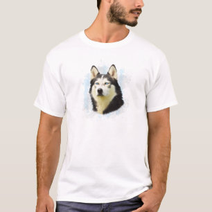Siberischer Husky Hund Farbe Farbe Farbe Malerei T-Shirt