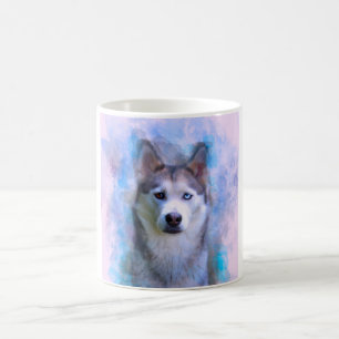 Siberischer Husky Hund Farbe Farbe Farbe Malerei Tasse