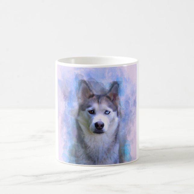 Siberischer Husky Hund Farbe Farbe Farbe Malerei Tasse (Mittel)