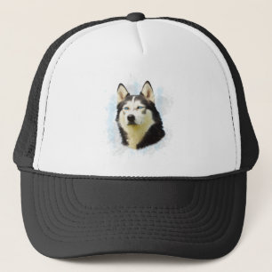 Siberischer Husky Hund Farbe Farbe Farbe Malerei Truckerkappe