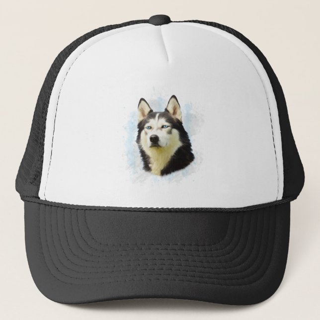 Siberischer Husky Hund Farbe Farbe Farbe Malerei Truckerkappe (Vorderseite)
