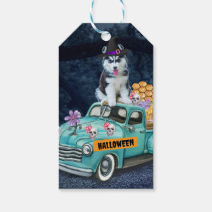 Siberischer Husky Hund Halloween LKW Beängstigende Geschenkanhänger