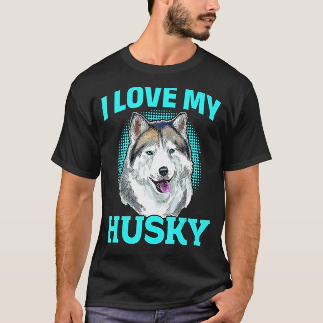 Siberischer Husky-Hund - Ich Liebe mein Husky T-Shirt (Vorderseite)