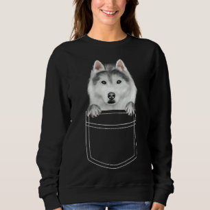 Siberischer Husky-Hund in Pocket Funny Dog Sweatshirt