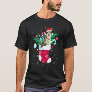 Siberischer Husky Hund in Sock Funny Christmas Paj T-Shirt