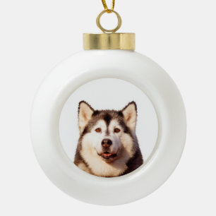 Siberischer Husky Hund Keramik Ball Weihnachtsschm Keramik Kugel-Ornament