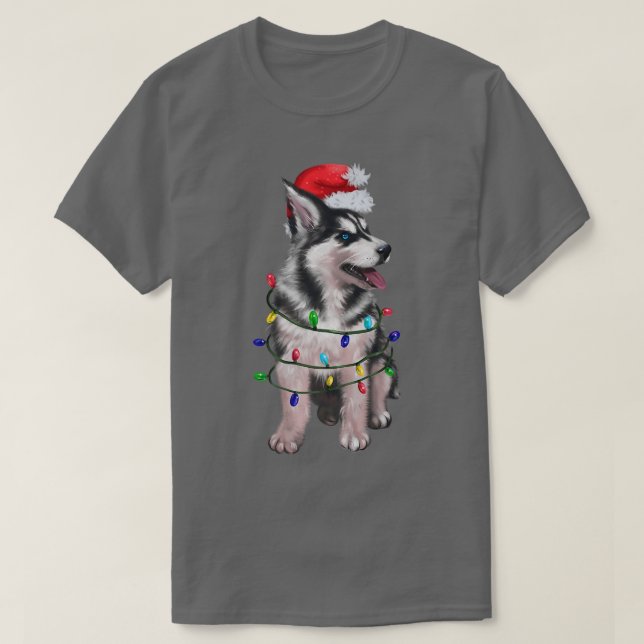 Siberischer Husky Hund Weihnachtsmannmütze Weihnac T-Shirt (Design vorne)