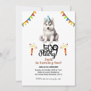 Siberischer Husky-Hundehut Lass uns Pawty Birthday Einladung