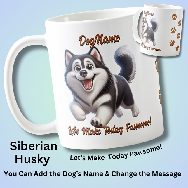 Siberischer Husky - Hundename hinzufügen, Text änd Kaffeetasse (Von Creator hochgeladen)