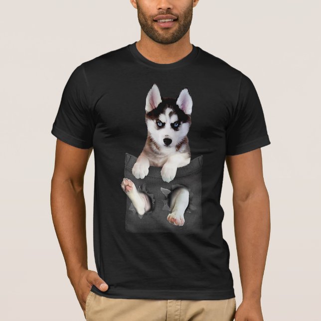 Siberischer Husky in Pocket Puppy T-Shirt (Vorderseite)
