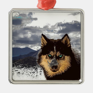 Siberischer Husky-Metal-Ornament Ornament Aus Metall