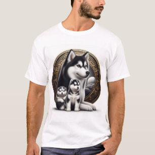 Siberischer Husky mit Welpen T-Shirt