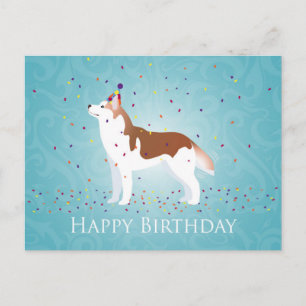 Siberischer Husky - Rot - Happy Birthday Design Postkarte