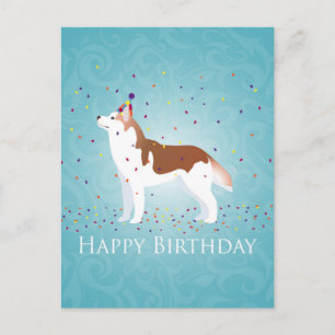 Siberischer Husky - Rot - Happy Birthday Design Postkarte