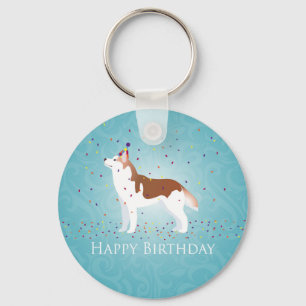 Siberischer Husky - Rot - Happy Birthday Design Schlüsselanhänger