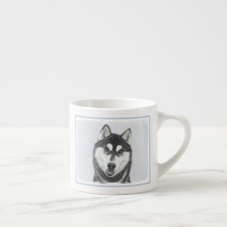 Siberischer Husky (Schwarz und Weiß) Malerei Hunde Espressotasse