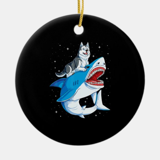 Siberischer Husky Shark Jawsome Hund Lover spendet Keramik Ornament (Vorne)