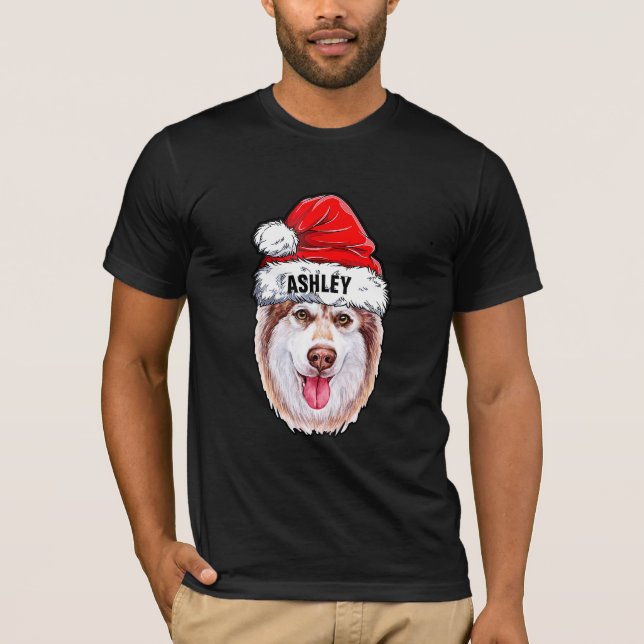 Siberischer Husky Terrier Christmas Hat Dog Big T-Shirt (Vorderseite)