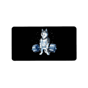 Siberischer Husky Weightlift Funny Deadlift Männer Adressaufkleber