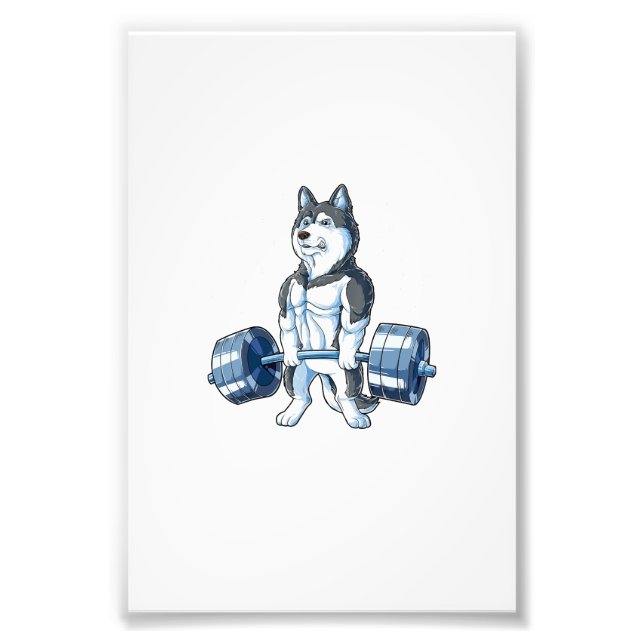 Siberischer Husky Weightlift Funny Deadlift Männer Fotodruck (Vorne)