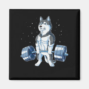 Siberischer Husky Weightlift Funny Deadlift Männer Magnet