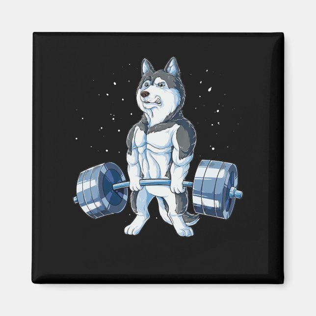 Siberischer Husky Weightlift Funny Deadlift Männer Magnet (Vorne)