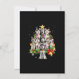 Siberischer Husky Weihnachtsbaum Dog Lights Pajama Einladung