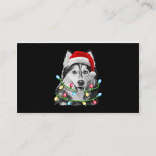 Siberischer Husky Weihnachtsbaum Lichter Xmas Visitenkarte