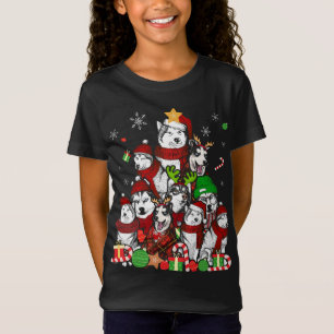 Siberischer Husky Weihnachtsbaum T Shirt Xmas Gesc