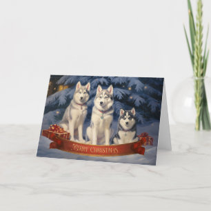 Siberischer Husky Weihnachtskarte 2 Dankeskarte