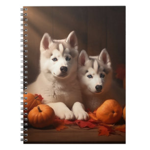 Siberischer Husky Welpe Herbst Kürbis Notizblock