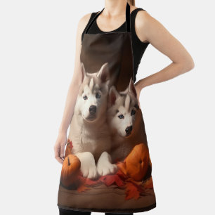 Siberischer Husky Welpe Herbst Kürbis Schürze