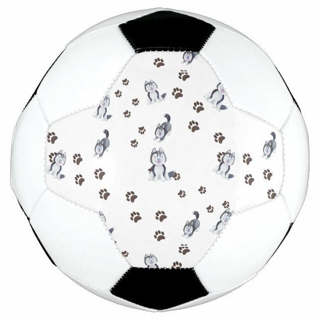 Siberischer Husky Welpe Hund Pet Paw Prints Tracks Fußball (Vorderseite)