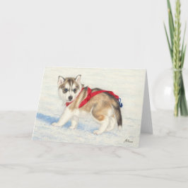 Siberischer Husky-Welpe im Schnee Karte