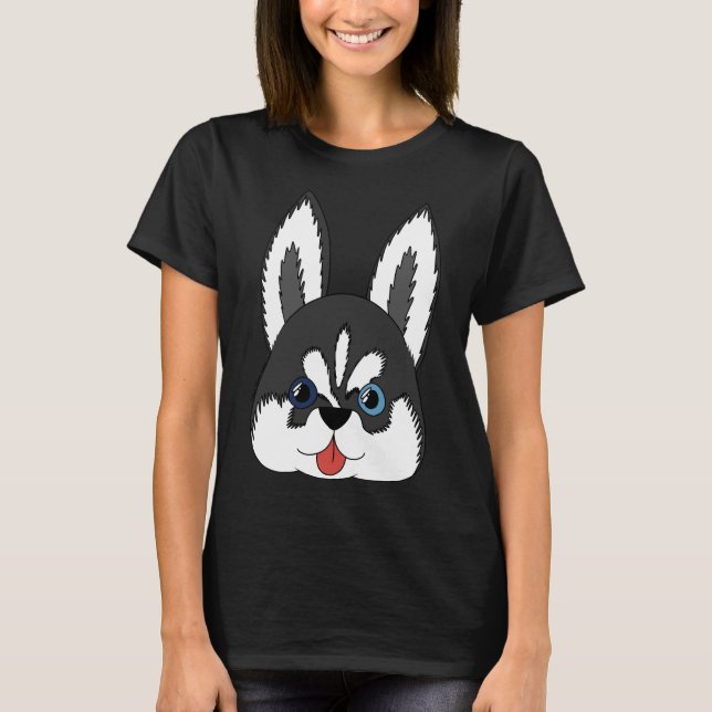 Siberischer Husky-Welpenmuster-Sticker T-Shirt (Vorderseite)