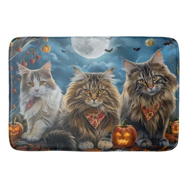 Siberischer Katze Halloween Spooky Badematte (Vorderseite)