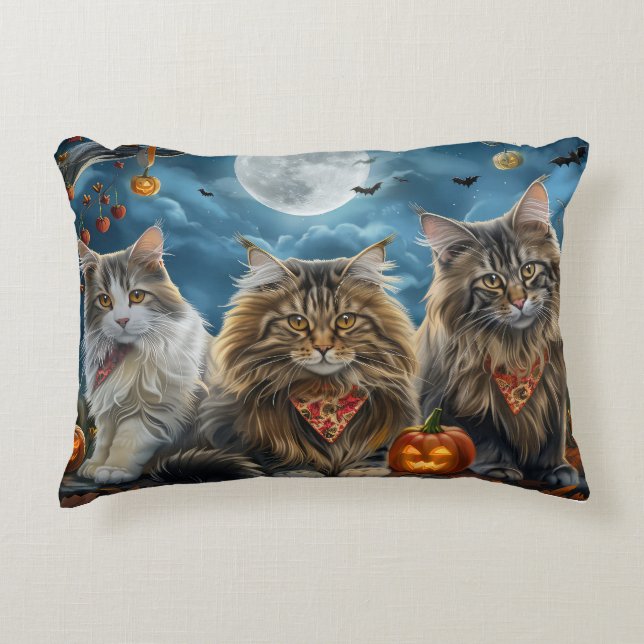 Siberischer Katze Halloween Spooky Dekokissen (Vorderseite)