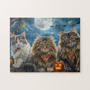 Siberischer Katze Halloween Spooky Puzzle