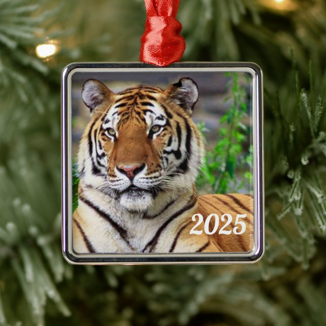 Siberischer Tiger Silbernes Ornament (Baum)