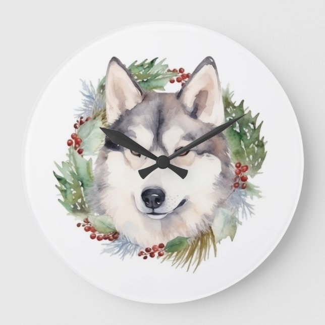 Siberischer Weihnachtsmann Weihnachtsmann Große Wanduhr (Vorderseite)