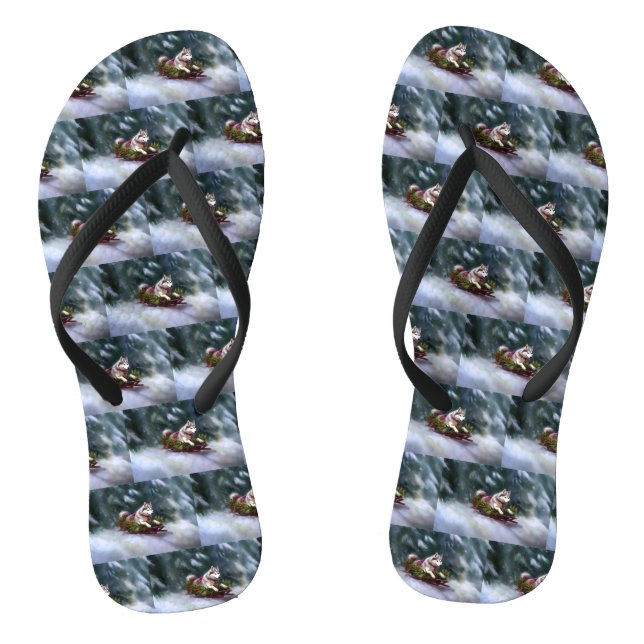 Siberischer Weihnachtsschnee Flip Flops (Fußbett)