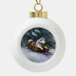 Siberischer Weihnachtsschnee Keramik Kugel-Ornament
