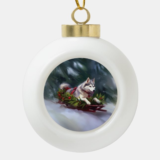 Siberischer Weihnachtsschnee Keramik Kugel-Ornament (Vorderseite)