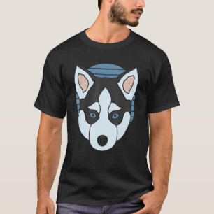 Sibirian Husky Abdruck-Motiv Hundegesicht mit Haus T-Shirt