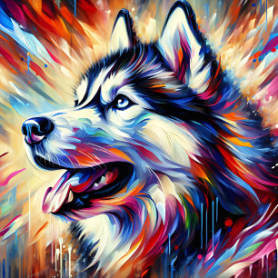 Sibirian Husky Acryl Druck   Bunt   Lebendig Puzzle
