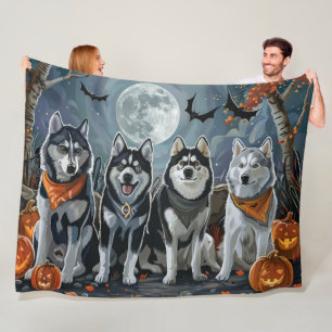 Sibirian Husky Halloween Gruselig  Fleecedecke